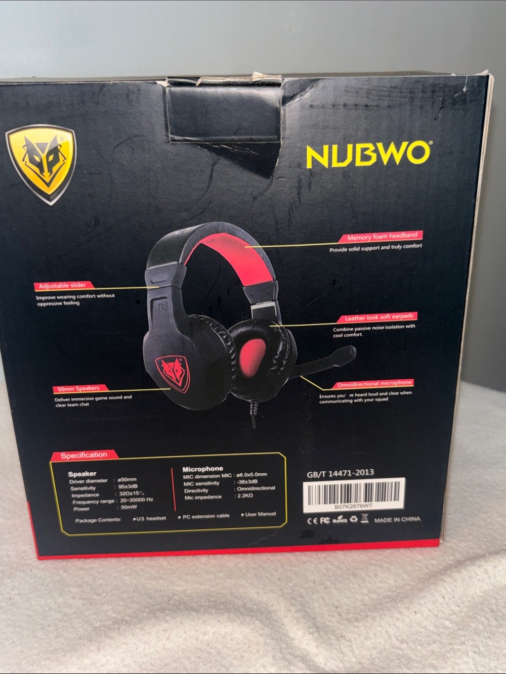 U3 Black & Red Wired Gaming Headset with Microphone - Picture 2 of 4
